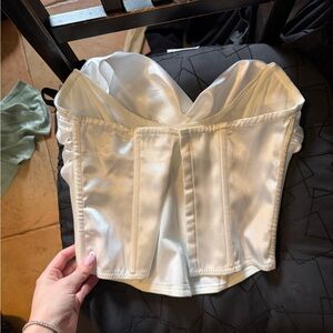 Lovers + Friends White Satin Bustier Top